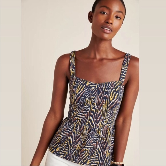 NWT Anthropologie Zebra Print Peplum Tank Size Small - Picture 3 of 4